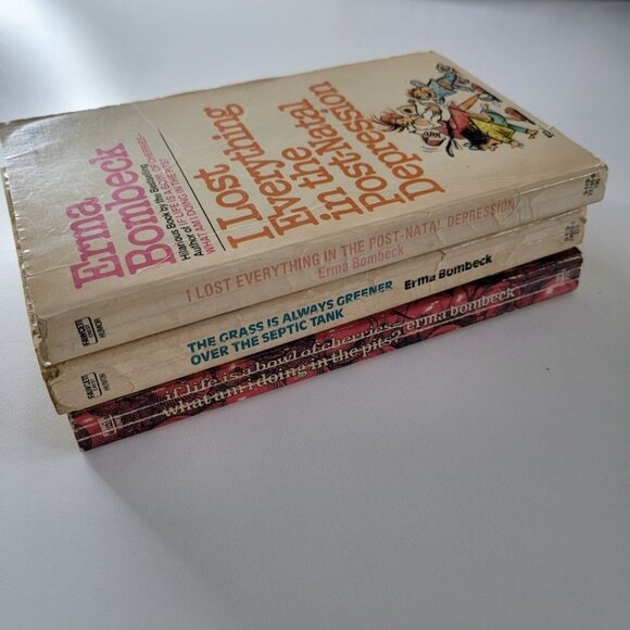 Erma Bombeck Book Set Bowl of Cherries Grass Greener Post Natal Depression Funny - Picture 1 of 6